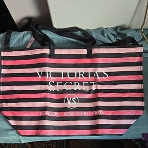 Victoria's Secret Pink and Black Striped Tote